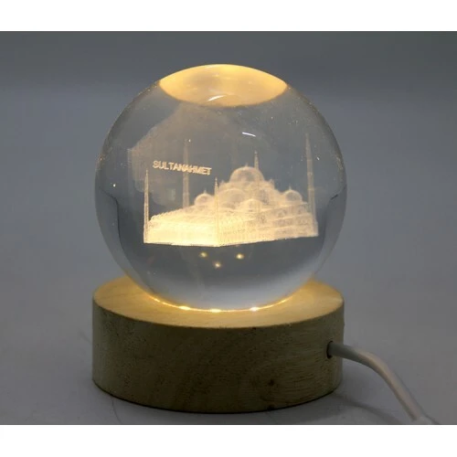 3D İstanbul Temalı Kristal Cam Küre Led Lamba Model 1 ürün görseli