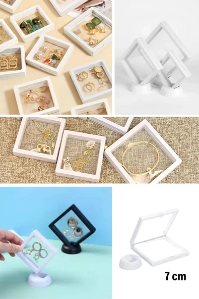 7x7 cm Standlı 3D Takı Ziynet Hatıra Koleksiyon Saklama Kutusu Şeffaf Film Çerçevesi - Resim 7