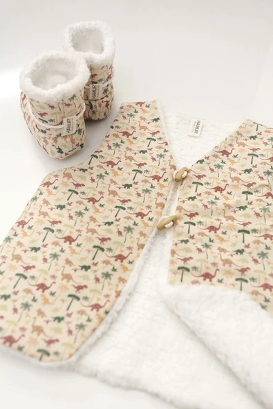 Bebek Yelek & Patik 18-24 AY Dino Bej - 4