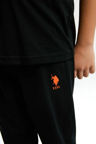U.S. Polo Assn. Erkek Çocuk Siyah Kısa Kol Paça Lastikli Rahat Pijama Takım - Resim 5