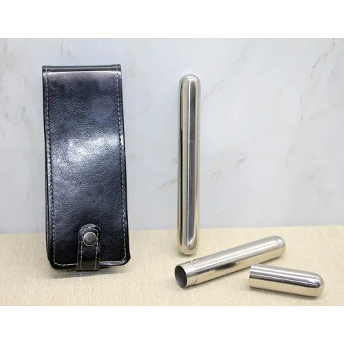 Deri Kılıflı İkili Paslanmaz Çelik Puro Tüpü ürün görseli