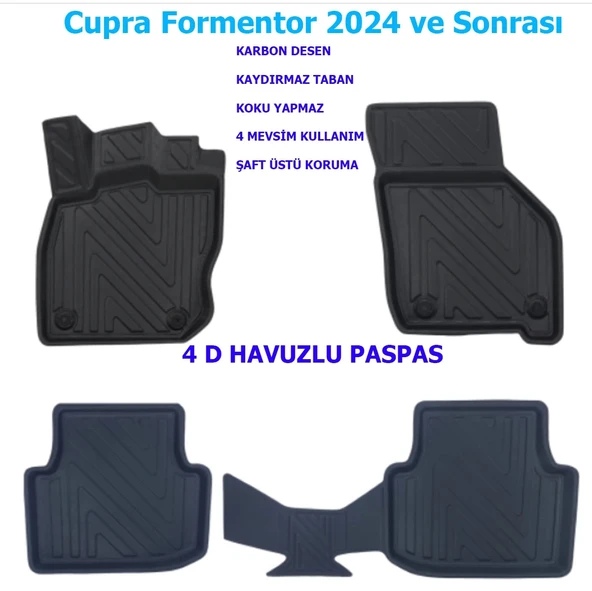 Cupra Formentor 2024 ve Sonrası 4D Premium Havuzlu Paspas