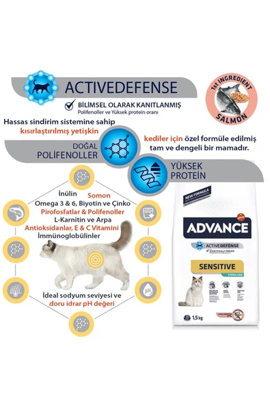 Cat Sterilized Salmon Sensitive 3kg Kısırlaştırılmış Kedi Maması - Resim 2