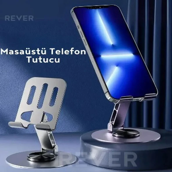 Katlanabilir ve Ayarlanabilir Metal Telefon Tutucu Stand 360 derece Dönebilen Tablet Standı - 5