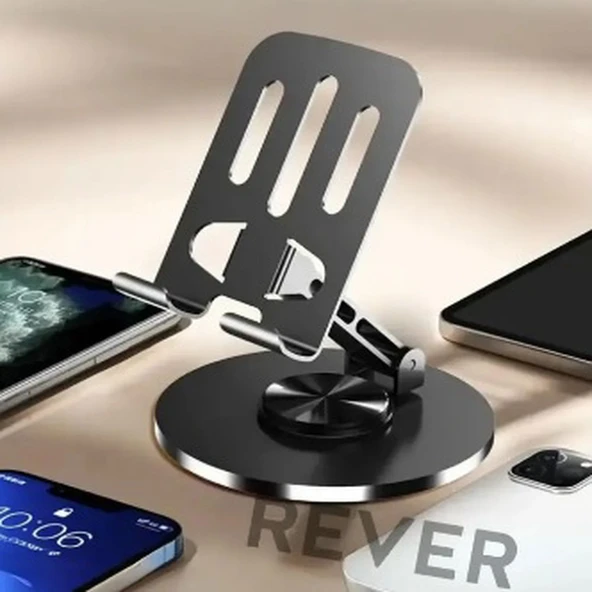 Katlanabilir ve Ayarlanabilir Metal Telefon Tutucu Stand 360 derece Dönebilen Tablet Standı - 2