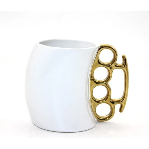 Porselen Muşta Tasarımlı Kupa Bardak Beyaz Renk ürün görseli