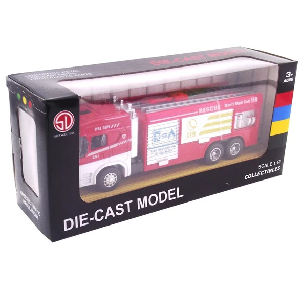 Die Cast Model Çek Bırak Merdivenli İtfaiye Kamyonu - Resim 4