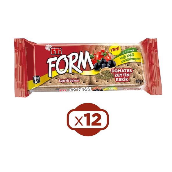 Eti Form Domatesli Zeytinli ve Kekikli Bisküvi 40 G x 12 Adet ürün görseli