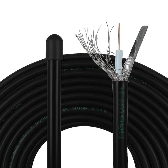 Mag Rg6/U6 Bakır Cu/Cu 80 Tel 100 Metre Siyah Anten Kablosu - 3