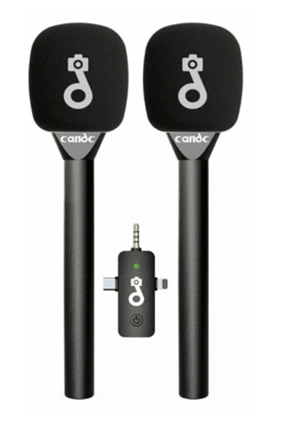 Çift Mikrofonlu Profosyonel Kablosuz Yüksek Kaliteli Ses Kaydı Röportaj Mikrofonu - Resim 3