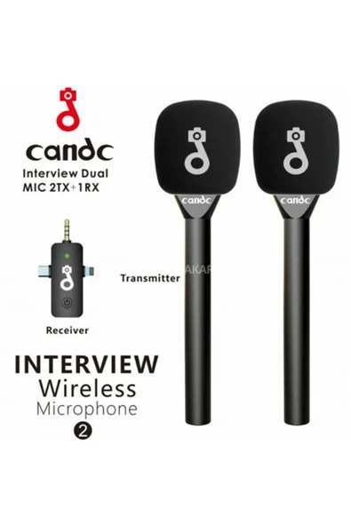 Çift Mikrofonlu Profosyonel Kablosuz Yüksek Kaliteli Ses Kaydı Röportaj Mikrofonu - Resim 2