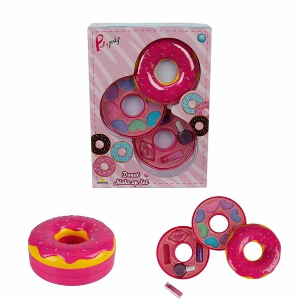 Donut Şekilli 2 Katlı Makyaj Güzellik Seti - 2