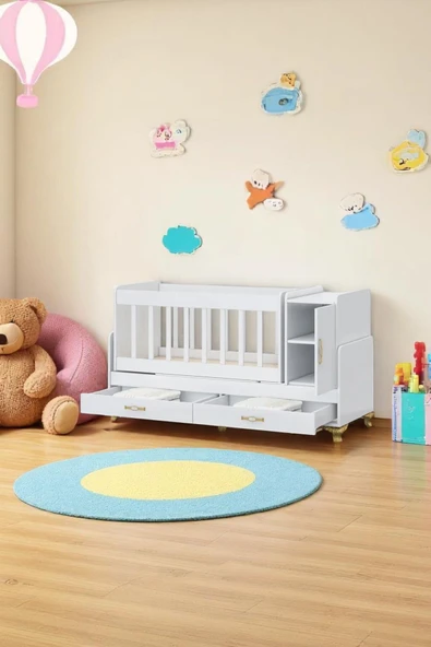 Kaktüs Avm Uyku Setli, Yataklı, Mdf Korkuluklu, Anne Yanı, Dolaplı, Çekmeceli, Büyüyen, Sallanır Beşik - 4