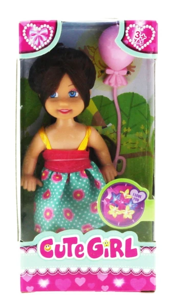 Cute Girl Pembe Balonlu Kumral Mini Bebek - 2