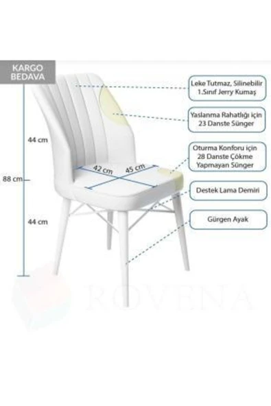 Kaktüs Avm 6 Kişilik Açılır Masa Sandalye Takımı Mutfak Masası Takımı Salon Masası Yemek Masası Masa Takımı - 4