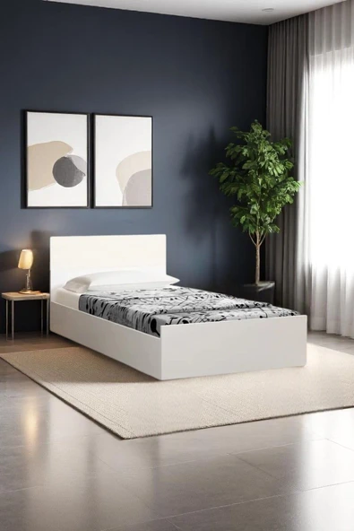 Kaktüs Avm 90 X 190 Yatak Uyumlu | Tek Kişilik Karyola | Yataksız | Beyaz Başlıklı - 1