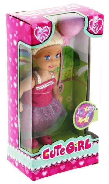 Cute Girl Pembe Balonlu Sarışın Mini Bebek ürün görseli