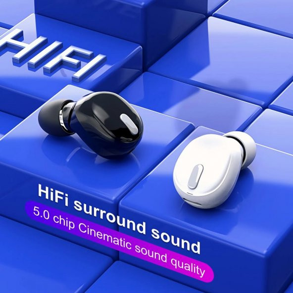 Bluetooth Kulaklık v5.0 Chip Hifi 6D Surround Mini Bluetooth Kulaklık