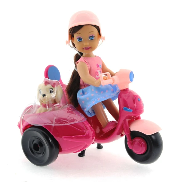 Cute Doll Mini Bebek ve Köpekli Mor Motorsiklet ürün görseli 1