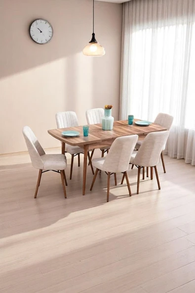 Kaktüs Avm 6 Kişilik Açılır Masa Sandalye Takımı Mutfak Masası Takımı Salon Masası Yemek Masası Masa Takımı ürün görseli