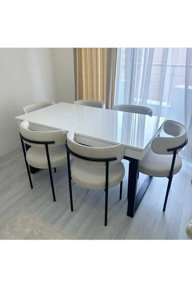 Kaktüs Avm 6'lı Teddy Sandalye Mutfak Sandalyesi Salon Sandalyesi Cafe (MASASIZ)beyaz Tek Renk - 1