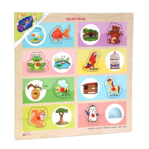 ONY-363-364 Ahşap Tutmalı Eşleştirme Hangi Hayvan Nerede Yaşar -Onyıl - Resim 2