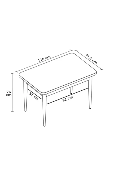 Kaktüs Avm ARVEN Beyaz MDF 70x110 Sabit Mutfak Masası Takımı Beyaz Metal Ayak 4 Füme Kot Desen Sandalye - Resim 3