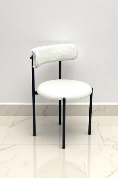 Kaktüs Avm 4 Sandalye 1 Adet 90 Cm Çap Masa Teddy Pufuduk Kumaş Salon Mutfak Balkon - 3