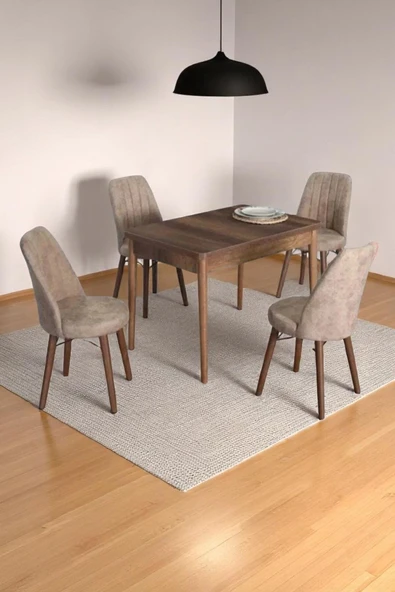 Kaktüs Avm 4 Kişilik Sabit Masa Sandalye Takımı 70x110 Cm Mutfak Masası Takımı Yemek Masası Masa Takımı ürün görseli