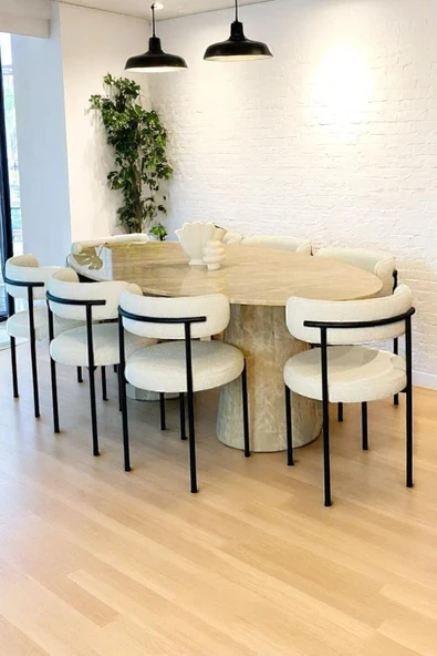 Kaktüs Avm 8'li Teddy Sandalye Mutfak Sandalyesi Salon Sandalyesi Cafe Restaurant Sandalyesi Beyaz ürün görseli