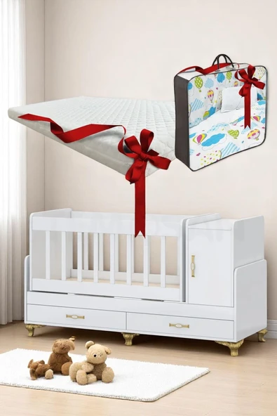 Kaktüs Avm Uyku Setli, Yataklı, Mdf Korkuluklu, Anne Yanı, Dolaplı, Çekmeceli, Büyüyen, Sallanır Beşik ürün görseli