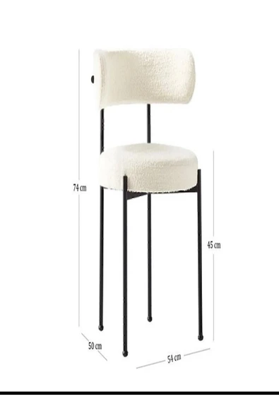 Kaktüs Avm 4 Sandalye 1 Adet 90 Cm Çap Masa Teddy Pufuduk Kumaş Salon Mutfak Balkon - 4