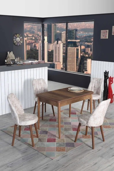 Kaktüs Avm 4 Kişilik Açılır Masa Sandalye Takımı 70x110 Mutfak Masası Takımı ürün görseli