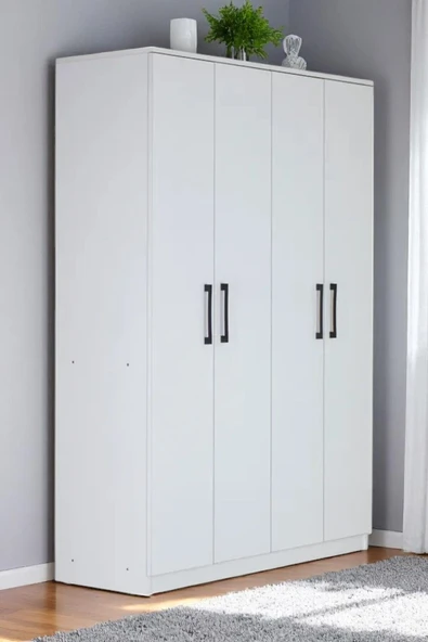 Kaktüs Avm 4 Kapılı Beyaz Gardırop Dolap T-900 120 X 174 X 45 - 4