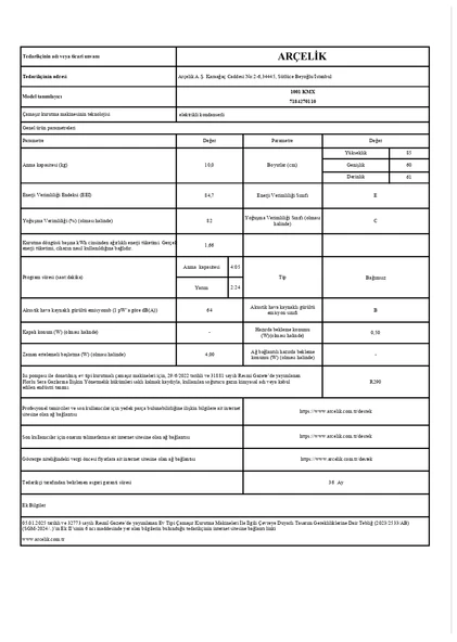 Arçelik 1001 KMX 10 KG Çamaşır Kurutma Makinesi - 3