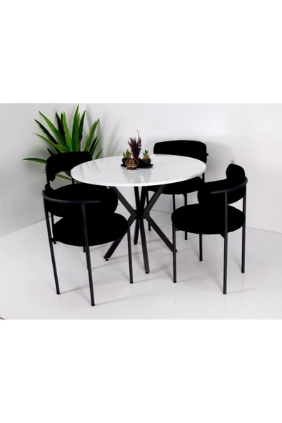 Kaktüs Avm 4'lü Teddy Mutfak Sandalyesi 4 Sandalye 1 Adet 90 X 90 Masa 4 1 Takım Pufuduk Teddy Kumaş ürün görseli