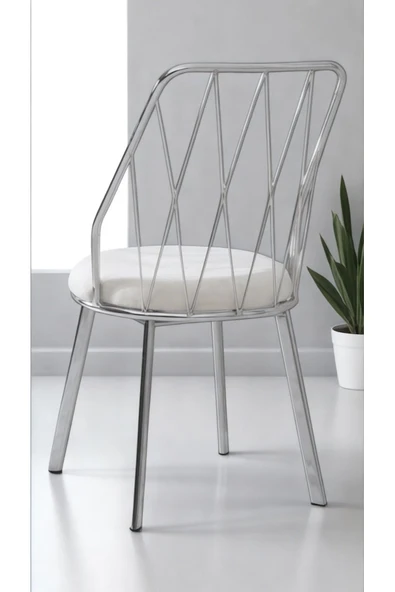 Kaktüs Avm 2 Adet Yıldız Demir-metal Tel Sandalye Cafe Restaurant Vs Babyface Kumaş - Resim 2