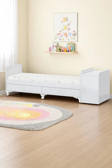 Kaktüs Avm Anne Yanı, Sallanır, Büyüyen Bebek Beşiği, Yataklı, Mavi Uyku Setli, Çekmeceli, Kapaklı 60 X 120 - 3