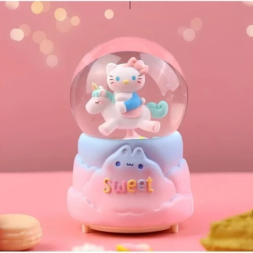 Hello Kitty İçi Dönmeli Püskürtmeli Işıklı Müzikli Kar Küresi Büyük Boy Model 2 ürün görseli