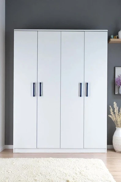 Kaktüs Avm 4 Kapılı Beyaz Gardırop Dolap T-900 120 X 174 X 45 - 3