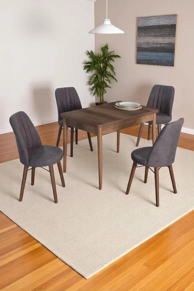 Kaktüs Avm 4 Kişilik Sabit Masa Sandalye Takımı 70x110 Cm Mutfak Masası Takımı Yemek Masası Masa Takımı ürün görseli