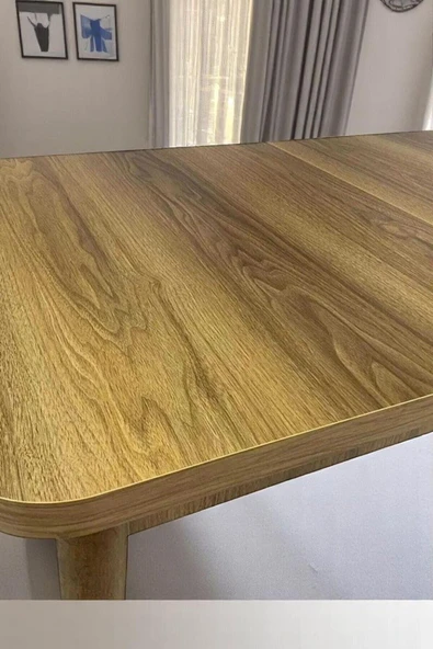 Kaktüs Avm Milas Serisi 80 x 132 Açılabilen Ceviz Desen MDF Mutfak Masası, Yemek Masası Metal Ayak - Resim 2