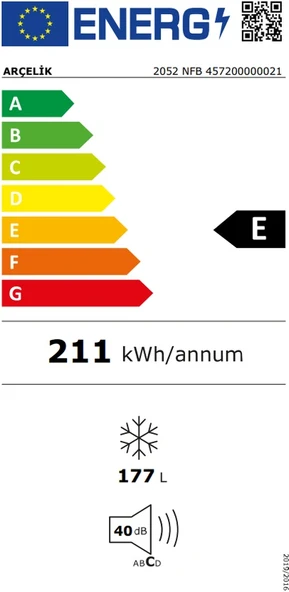 Arçelik 2052 NFB E 177 LT 5 Çekmeceli Dikey Derin Dondurucu - 3