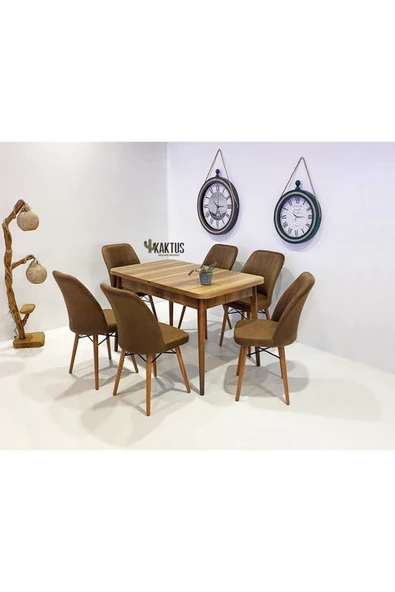Kaktüs Avm 6 Kişilik Açılır Mdf Masa Sandalye Takımı Mutfak Masası Takımı Salon Masası ürün görseli
