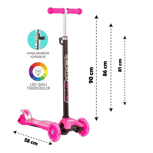 Maxi Twist Işıklı Scooter Pembe - 82244 - Resim 3