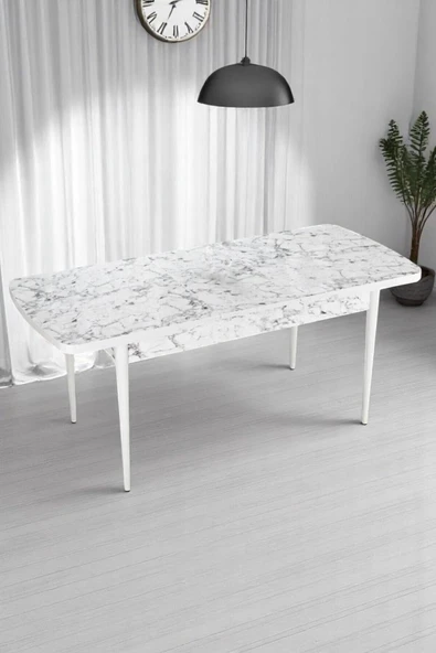 Kaktüs Avm Mia Serisi Açılabilir Mutfak Masası Takımı Beyaz Mermer Desen Masa 6 Sandalye, Yemek Masası - Resim 3