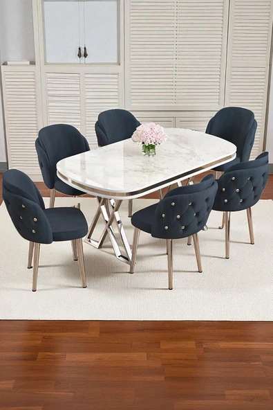 Kaktüs Avm 6'lı Mutfak Sandalyesi Salon Sandalyesi Yemek Odası Sandalyesi Papel Sandalye Baby Face ürün görseli