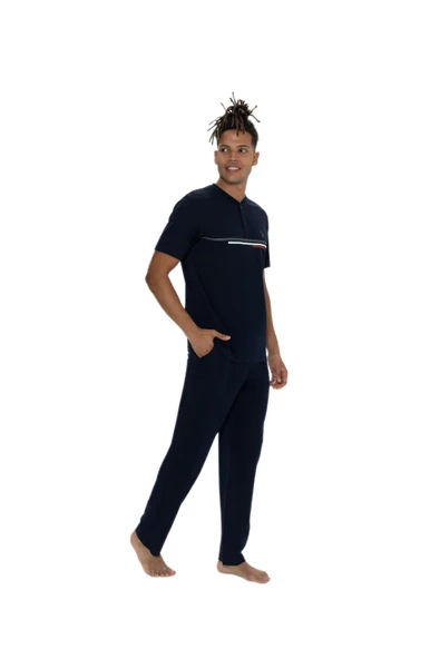 U.S. Polo Assn. Büyük Beden Erkek Lacivert Kısa Kollu Pijama Takım - 2