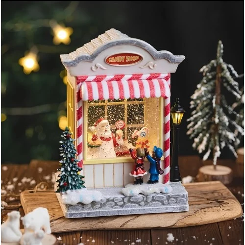 Yılbaşı Temalı Şekerci Dükkanı Kar Küresi Işıklı Müzikli ürün görseli