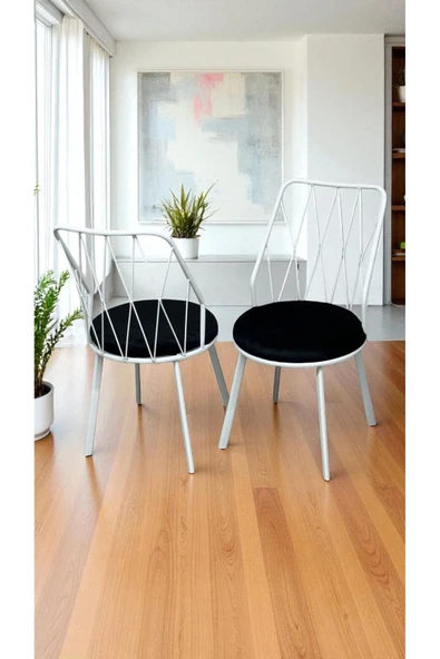 Kaktüs Avm 6 Adet Beyaz Yıldız Metal Tel Sandalye Mutfak Cafe Sandalyesi ürün görseli